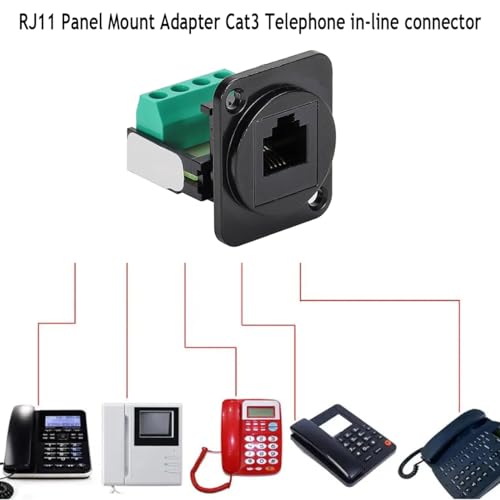 PENGLIN 2PCS RJ11 6P4C Panel Mount Connector miniatura 3