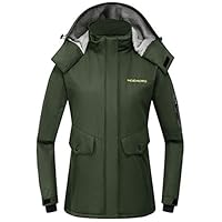 MDENOVO Jaqueta feminina de esqui de montanha impermeável de lã snowboard para inverno, Army Green, Large