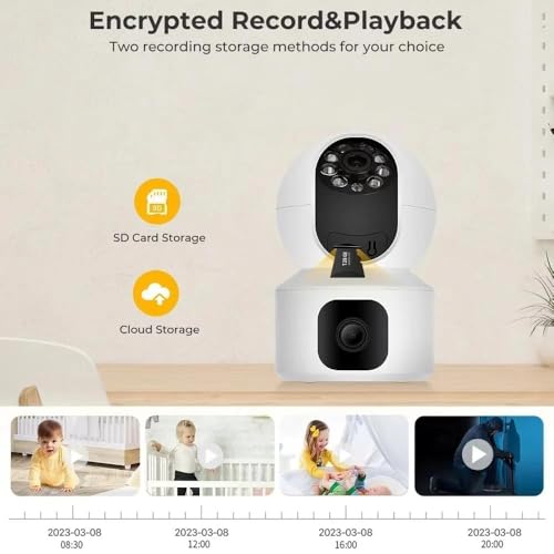 Image of DDLC 5MP Indoor WiFi Smart CCTV Camera for Home | 1080p Full HD | Color Night Vision | Motion Detection | Two Way Audio | Wireless Home Security Camera with Mobile App V380 Pro (Upro Dual Lens)