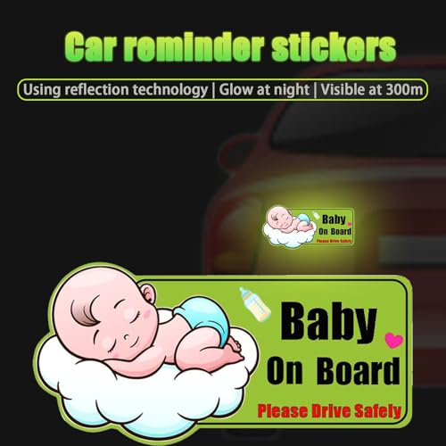 Image of Baby on Board Magnet for Car - Reflective Waterproof Magnetic Sticker Safety Sign, 10.6 inchx5.2 inch Large Size, Strong Car Magnet for Car, Baby Car Accessories, Reusable & Paint-Safe