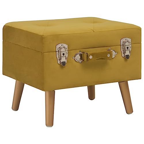 Vetnasa Taburete de Almacenamiento de tercio Amarillo Mostaza 40 cm Mobiliario, Bancos, Bancos para recibidores y Almacenamiento Amarillo 5,3 KG