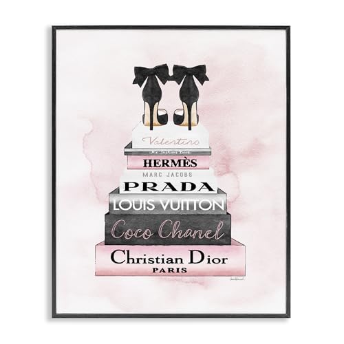 Image of Glam Bookstack Heels Fashion, 24 x 30 Inch Framed Giclee Print | Stupell Industries . By Amanda Greenwood . Ready to hang . Chic accent for bedroom or office . Made in USA