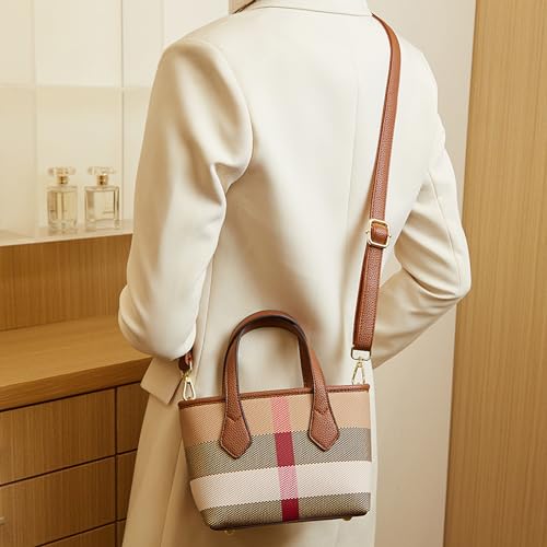 Bolso tote pequeño de lujo en lienzo y cuero para mujer miniatura 3