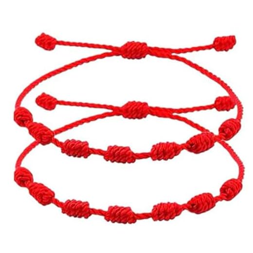 SYNERAY Pulsera de 7 Nudos roja, protección y buena suerte, Pulsera de hilo roja de la buena suerte, Pulsera 7 nudos de hilo roja, Pulsera Roja, Pulsera de Hilo, Pulsera Mal de ojo, Pulsera unisex.