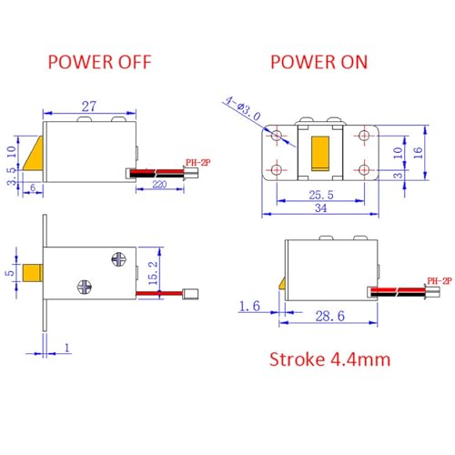 Mini verrou solénoïde 6V DC JSO-0627-3 à déclenchement électrique instantané - 6
