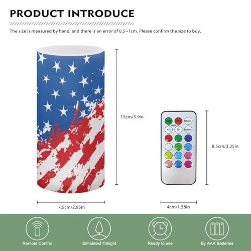 Image of Poceacles 4th of July Flameless Candle Flame Effect Realistic LED Lights Patriotic USA American Flag Battery Operated Flameless Table Lamp for Fourth of July Decor, US Flag Stars and Stripes