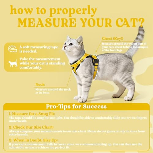 Image of rabbitgoo Cat Harness and Leash Set, Escape Proof Vest, Yellow