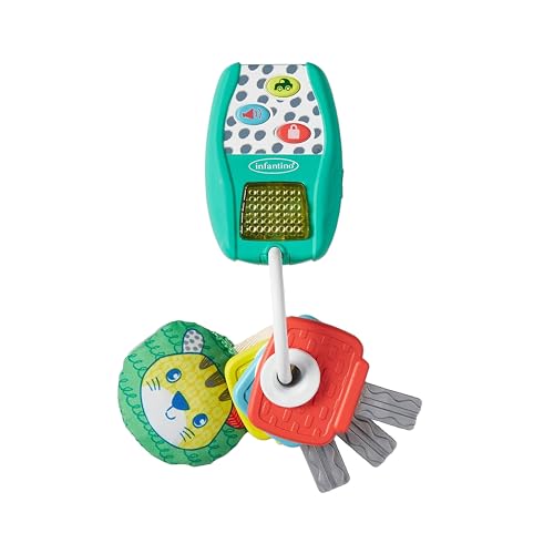 Image of Infantino Music and Lights Pretend Key Ring Set - Lightweight BPA-Free Play Key Ring Set with 4 Easy-to-Press Buttons for Real Car Sounds, Multicolor