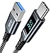 Ladekabel Schnellladekabel  günstig Kaufen-USB C Kabel 2M 3.1A Schnellladekabel USB C, QC 3.0 & USB 3.0 5Gbps Datenrate with LED Display, Kompatibel mit iPhone 15/15 Pro, MacBook Pro/Air, iPad Pro/Air, Samsung Galaxy S23 S22