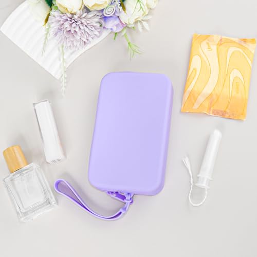 Image of Silicone Period Bags, 2 Pcs Tampon Pouch with Zipper and Handle, Sanitary Napkin Holder for Purse, Keeping Discreet Feminine Products