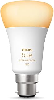 Philips Hue White Ambiance Smart LED Bulb, Bayonet Cap B22, Warm to Cold White Light, Dimmable, 15.5W