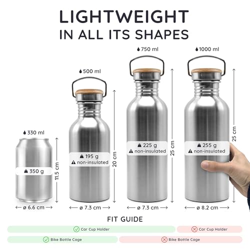 Bambaw Stainless Steel Water Bottle 500 ml | Eco-Friendly Non-Thermal | Stainless Steel Canteen | Easy to Clean | Reusable Water Bottle | Children's Water Bottle | BPA-Free Bottle