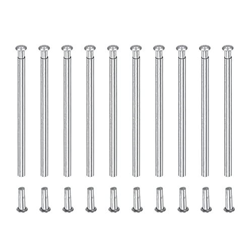uxcell 25x1.2mm Stainless Steel Tube Friction Pins Watch Strap Pressure Bars Pin with Rivet Ends Band Clasp Buckle 10Pcs