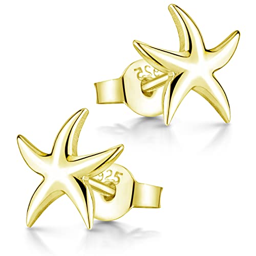 Materia Seestern Ohrstecker gold - Damen Ohrringe Silber 925 vergoldet Ø 7mm SO-423-G