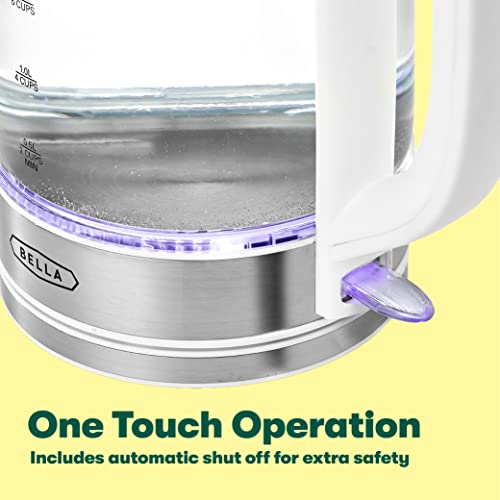 Bella Electric Kettle And Water Boiler, 1.7L - Cordless Clear Glass Led Color Changing Portable Tea Pot With Auto Shut Off & Boil Dry Protection, White #TOP7
