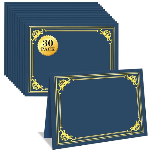 30 Packs Certificate Holders, Navy Blue Certificate Covers, Diploma Holders, Certificate Folders with Gold Foil Border for Letter Size 8.5' x 11' Certificates, Diploma, Documents, Award Cover
