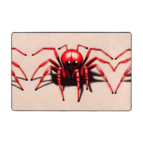 Tapis flanelle imprimé mignon araignée rouge doux et durable