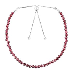 Natural Garnet Gemstone Beads Bolo Bracelet, Adjustable Slider Box Chain, Energy Stones, Chakra Healing Crystals, Silver Plated, Gift for Women, Birthstone, Gemstones Jewelry,10 inch