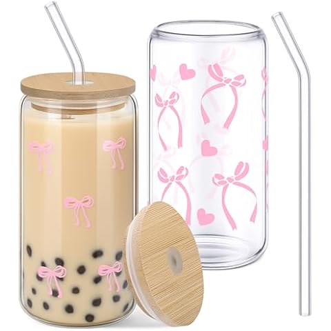 saerryor 2Pcs Bow Glass Cups Cover