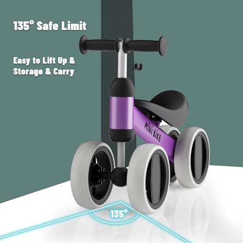 Image of SIMATE Balance Bike Toys for 1 Year Old Boys Girls, 12-24 Month Toddler Ride on Toys, 4 Silent Wheels & Soft Seat, First Birthday Gifts for Baby Girls Boys