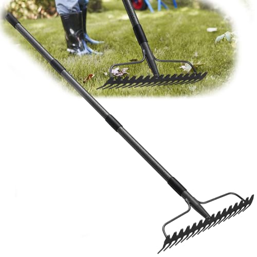 Rastrillo de jardín metálico 2 en 1, 77 pulg miniatura 1