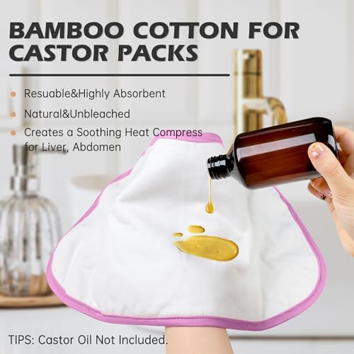 Image of Plus Size Castor Oil Pack 2 Pcs Castor Oil Wrap Organic Cotton Reusable Kit Organic Cold Pressed Unrefined Castor Oil Compress Packs for Liver Detox, Chrysanthemum