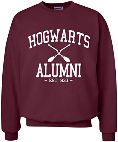 Hogwarts Alumni Harry Potter Unisex Crewneck Sweatshirt - Unisex - Super Comfy (XL, Maroon w/ White Ink)