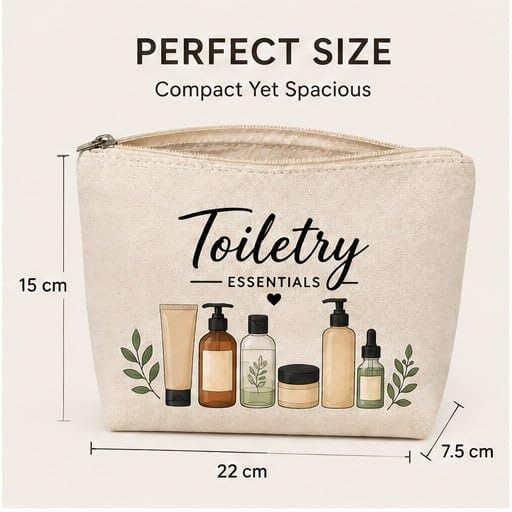 Image of DRUDRAYA Spacious Canvas Toiletry Bag for Travel Men & Women (Pack of 3)