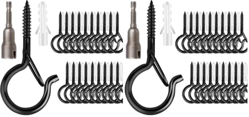 Image of FSAH 36 PCS Q-Hanger Hooks with Safety Buckle, Windproof Screw Hooks for Outdoor String Lights Hanging Christmas Lights, Plants, with 1 Wing Nut Driver (Pack of 2)