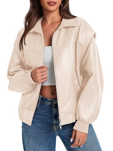 Tankaneo Womens Faux Leather Jackets Plus Size Fashion Motorcycle Coats Fall Winter Fashion Outfits