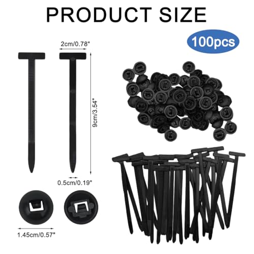 Image of STHIRA 100Pcs Nylon Self Locking Cable Tie Automotive Panel Retainer Ties T-Type Push Mount Zip Tie For Securing Cables Heavy Duty Strong Wire Fastener Universal Cable Tie