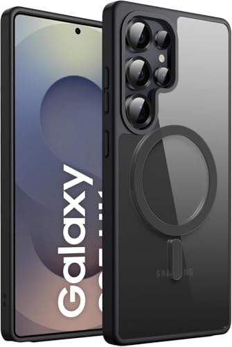 Image of DIZORO Samsung S25 Ultra Case,Compatible with Mag Safe, Non Yellow Military-Grade Drop Protection & Hard PC Back Cover Slim Transparent Anti-Scratch Shockproof Phone Case (Black.)