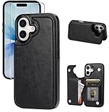 JOYAKI Compatible with iPhone 17 Wallet Case with Card Holder, PU Leather Kickstand Card Slots Case with Screen Protecor, Double Magnetic Clasp and Durable Shockproof Cover 6.3