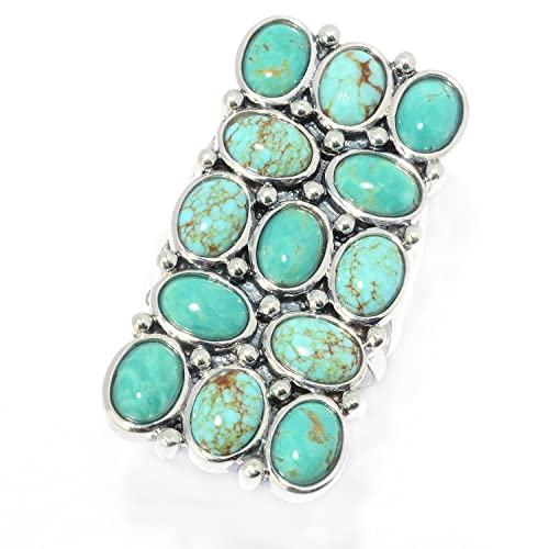 Pinctore Sterling Silver Mine #8 & Tyrone Turquoise North-South Ring