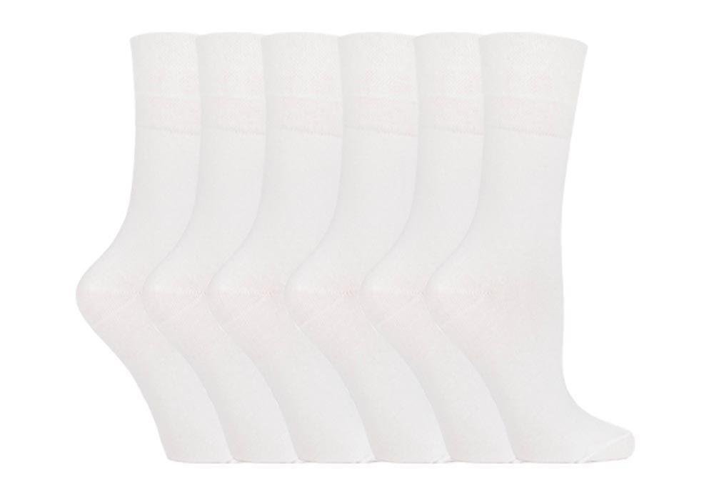 SockShop6 Pairs Ladies Sockshop Diabetic Gentle Grip Socks 4-8uk 37-42eur, White, 4-8