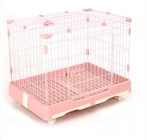 NULVEX ウサギ ケージ 小型 ペットハムスターケージ 小動物用 飼育 室内飼い ルーム キャスター付き 天井扉 組立簡単 スチール製 引き出しトイレ付 いぬ ネコ うさぎ (サイズは99*62*75です,桜の粉です)