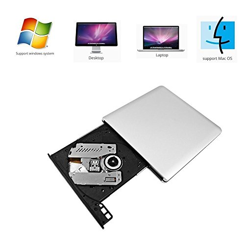 External DVD Drive USB3.0, Plug and Play Portable DVD Rewriter Burner, Slim, High Speed Data Transfer, Optical Drive CD/DVD-RW Superdrive for Laptop PC Support Windows/ Vista/7/8.1/10, Mac OSX