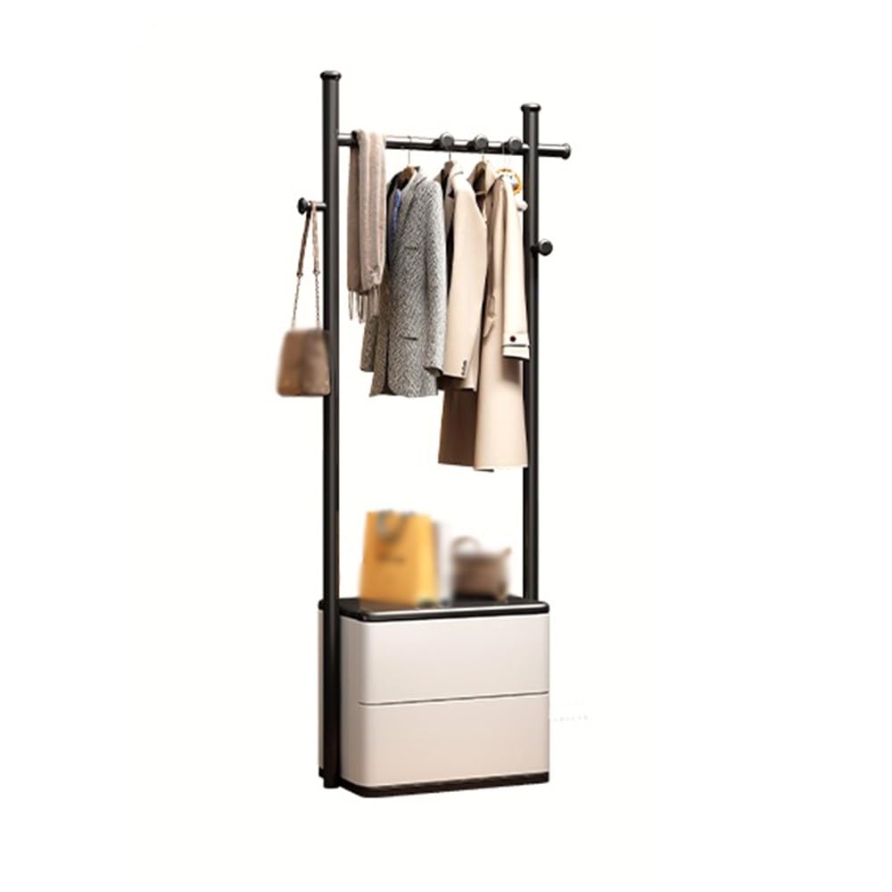 Adjustable Garment Rack Full Solid Wood Coat Rack Household Floor-Standing Clothes Rack Bedroom Simple Clothes Rack Bedside Table
