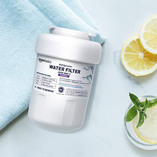 Image of Amazon Basics Replacement Water Filter Cartridge Compatible with GE MWF Refrigerator, NSF Certified, No Leaks, Fits Perfectly, Compatible with GE and Kenmore, 3-Pack