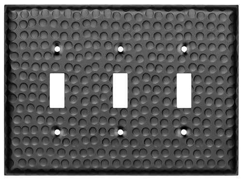 Image of Monarch Abode 19109 Hand Hammered Triple Wall Switch Plate, 3-Gang, Matte Black