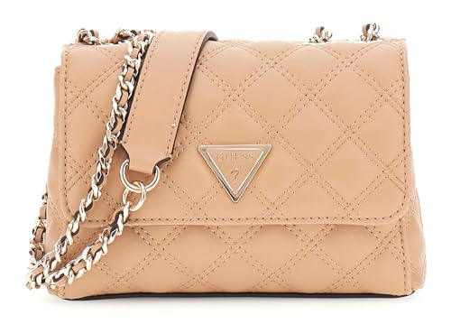 Mini sac bandoulière GUESS Giully II beige marron clair petit sac à main rabat