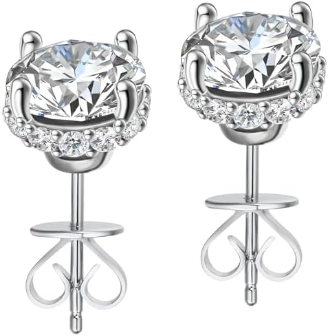 2 Carat Moissanite Stud Earrings for Women 2Ct with Certificate S925 Sterling Silver Earring Mother's Day Gift for Mom Mother Daughter