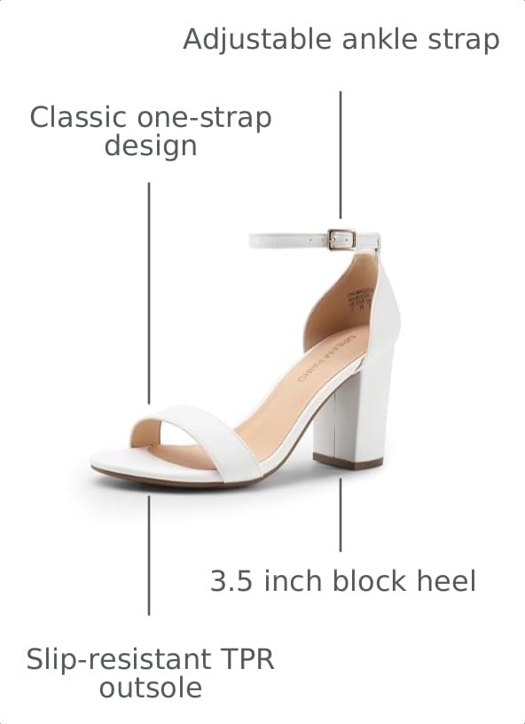 Image of DREAM PAIRS Heels for Women Chunky Block Heel Open Toe Ankle Strap 3.5 Inch Heeled Sandals for Party Date Wedding