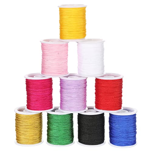 10 Colors 1Mm Nylon Cord For Jewelry Making Necklace Bracelet Macrame Satin Nylon Trim Cord Chinese Knotting Cord Thin Nylon Cord White Red Black Pink Etc 10 Rolls #TOP30