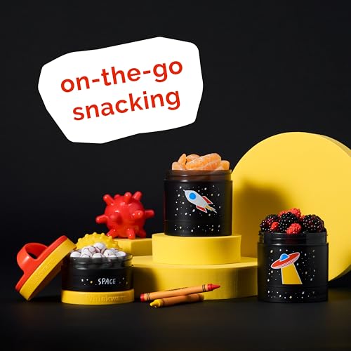 Image of Whiskware Stackable Snack Containers for Kids and Toddlers, 3 Stackable Snack Cups for School and Travel, Space (Pack of 1)
