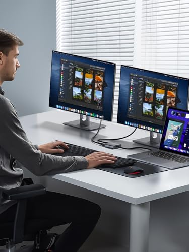 Image of Lemorele USB-C to USB-C Video Splitter, Dual Monitor Expander with 4K@60Hz DP Alt Mode, 100W PD Charging, Compatible with Laptop, AR Glasses, Portable Monitor, Steam Deck & More Type-C Devices