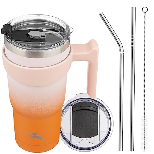 Image of Konokyo 20 oz Tumbler with Handle and Straw, Insulated Travel Mug