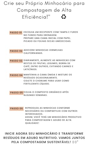 Kit Compostagem Orgânica, Húmus de Minhocas + 50 Minhocas Vermelha Californianas + Casca de Arroz