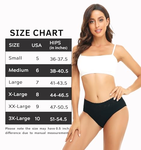 Image of RHYFF Womens Underwear Cotton Bikini Panties Lace Soft Hipster Panty Ladies Stretch Full Briefs 5 Pack