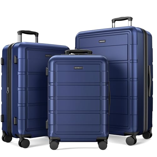 SHOWKOO Kofferset 3 Teilig Hartschale Leicht ABS+PC Erweiterbar Reisekoffer Haltbar...